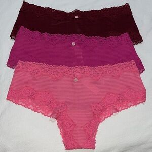 Victoria's Secret Cheeky Cotton Stripe Lace Waist Panties